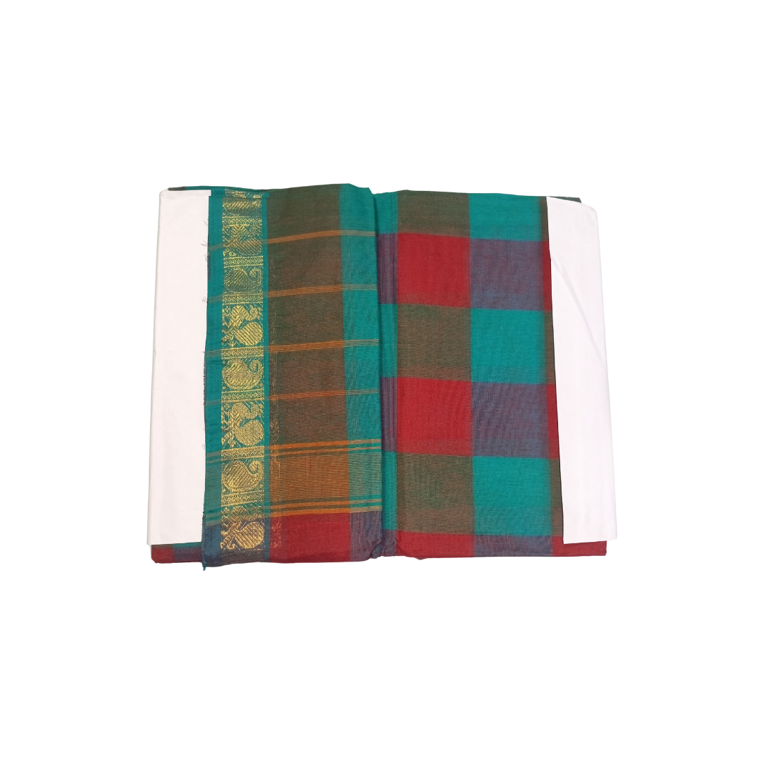 Aachi Sarees Checked 9 yards 8mtrs