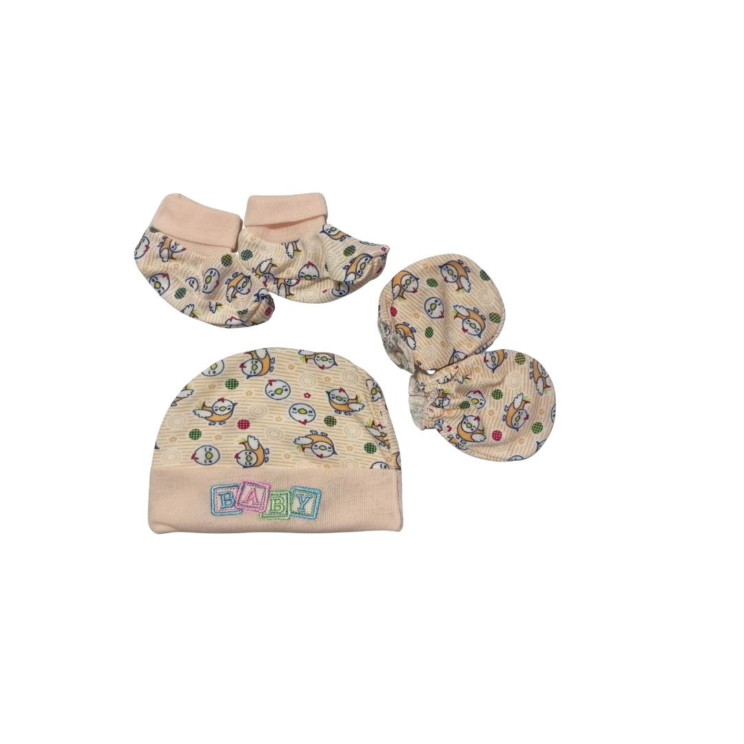 Born Baby Cap Set (1-Cap, 1 set-hand gloves, 1 set-Feet shorts)