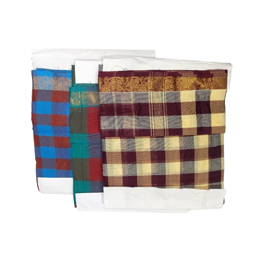 Aachi Sarees Checked 9 yards 8mtrs
