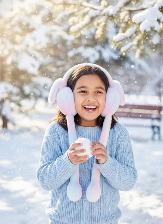 Premium Plush Bunny Earmuffs – Ultra-Soft, Windproof Ear Warmers with Animated Moving Ears